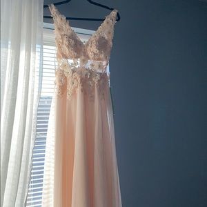 Floral, embroidered prom dress